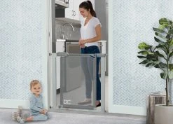 Delta Children Adjustable Baby Safety Gate - Easy Fit Pressure Mount Design With Walk-Through Door
