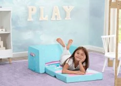 Delta Children Unicorn Cozee Flip Out Chair - 2-in-1 Convertible Chair To Lounger For Kids Kids’ Chairs