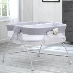 Little Folks By Delta Children Bassinets Twin EZ Fold Ultra Compact Double Bassinet