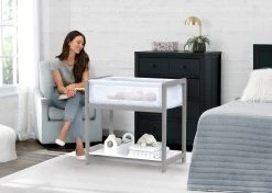 Delta Children Classic Wood Bedside Bassinet Sleeper - Portable Crib With High-End Wood Frame
