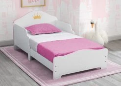 Delta Children Toddler Beds Princess Crown Wood Toddler Bed, White/Pink