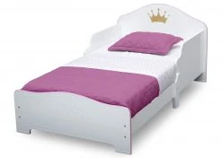 Delta Children Toddler Beds Princess Crown Wood Toddler Bed, White/Pink