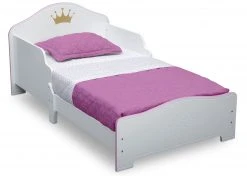 Delta Children Toddler Beds Princess Crown Wood Toddler Bed, White/Pink