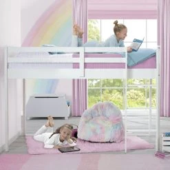 Delta Children Twin Beds & Headboards Twin Loft Bed With Guardrail And Ladder