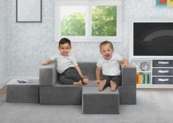 Delta Children Convertible Sofa And Play Set For Kids And Toddlers Modular Foam Couch And Flip Out Lounger With 2 Ottomans
