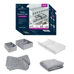 Serta 7-Piece Essential Changing Table Set - Newborn Baby Gift Set For Boys And Girls – Set Includes Changing Pad, Plush Changing Pad Cover, 3 Changing Pad Liners And 2 Storage Bins