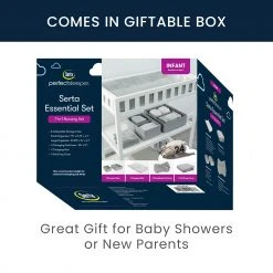 Serta 7-Piece Essential Changing Table Set - Newborn Baby Gift Set For Boys And Girls – Set Includes Changing Pad, Plush Changing Pad Cover, 3 Changing Pad Liners And 2 Storage Bins