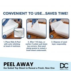 Delta Children Kids-A-Peel Disposable Fitted Sheets, 6-Pack, Waterproof, Breathable Soft Bed Pads That Protect Your Mattress Sheets & Mattress Covers