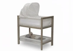 Simmons Kids Farmhouse 2-in-1 Wood Bedside Bassinet Sleeper And Changer Bassinets