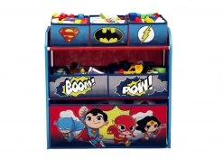 Delta Children Super Friends (Batman | Robin | Superman | Wonder Woman | The Flash) Multi-Bin Toy Organizer Storage