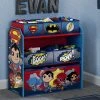 Delta Children Super Friends (Batman | Robin | Superman | Wonder Woman | The Flash) Multi-Bin Toy Organizer Storage