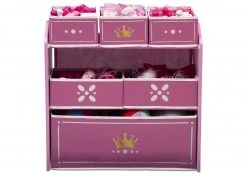 Delta Children Storage Princess Crown Multi-Bin Toy Organizer, White/Pink