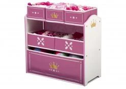 Delta Children Storage Princess Crown Multi-Bin Toy Organizer, White/Pink
