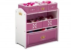 Delta Children Storage Princess Crown Multi-Bin Toy Organizer, White/Pink