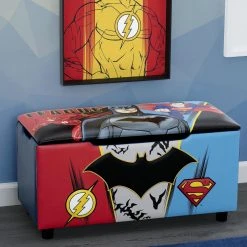Delta Children Justice League Upholstered Storage Bench For Kids