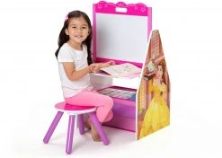 Delta Children Easels Princess Activity Center - Easel Desk With Stool & Toy Organizer