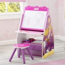 Delta Children Easels Princess Activity Center - Easel Desk With Stool & Toy Organizer