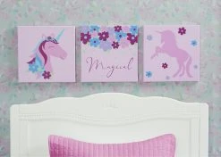 Delta Children Unicorn 3-Piece Canvas Wall Art Set For Girls Décor & Accessories