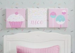 Delta Children Cake Pops 3-Piece Canvas Wall Art Set For Girls Décor & Accessories