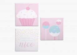 Delta Children Cake Pops 3-Piece Canvas Wall Art Set For Girls Décor & Accessories