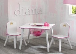 Delta Children Princess Crown Kids Chair Set And Table, White/Pink