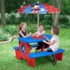 Delta Children Mickey Mouse 4 Seat Activity Picnic Table With Umbrella And LEGO Compatible Tabletop