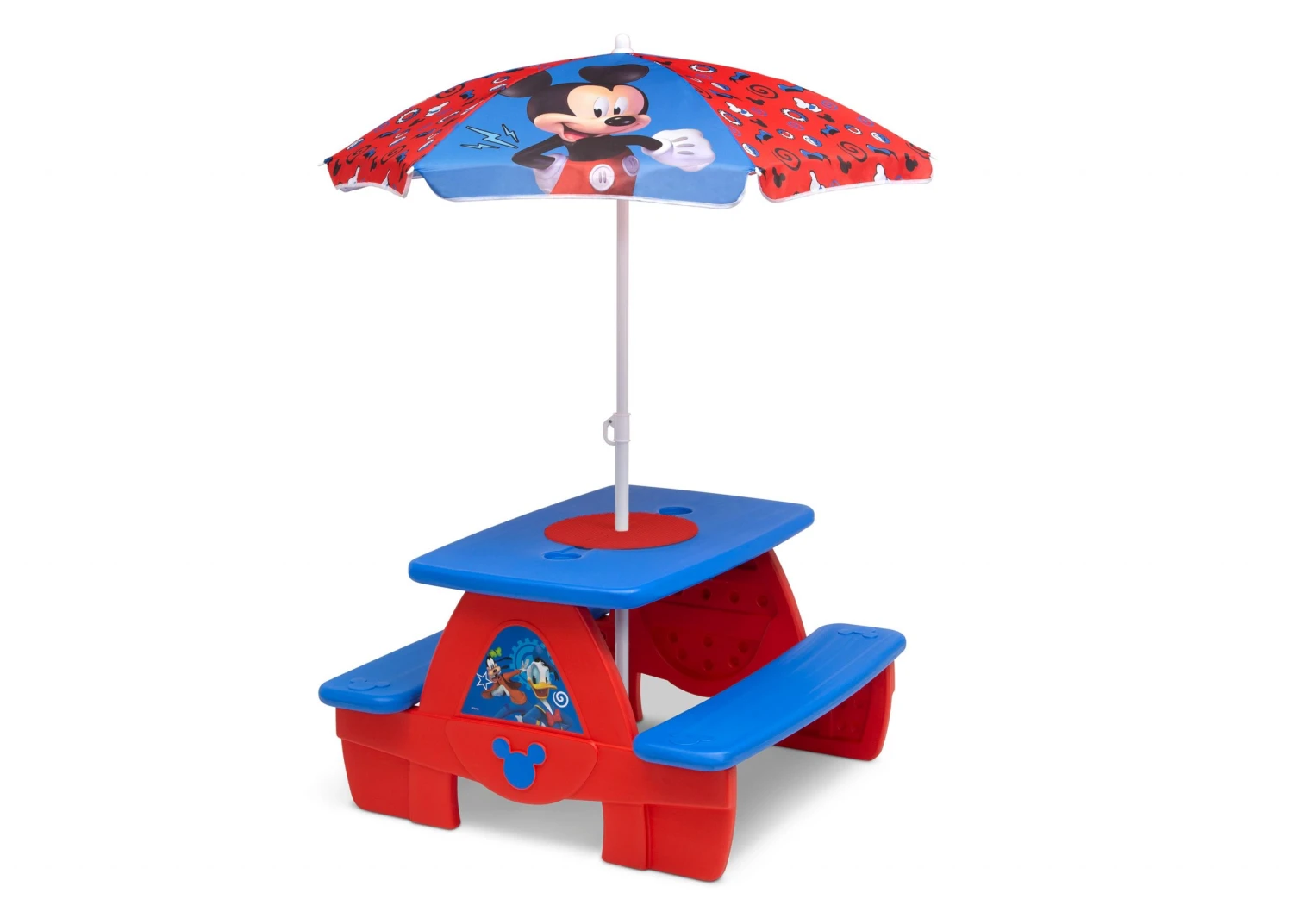Delta Children Mickey Mouse 4 Seat Activity Picnic Table With Umbrella And LEGO Compatible Tabletop 4 Delta Children Mickey Mouse 4 Seat Activity Picnic Table With Umbrella And LEGO Compatible Tabletop