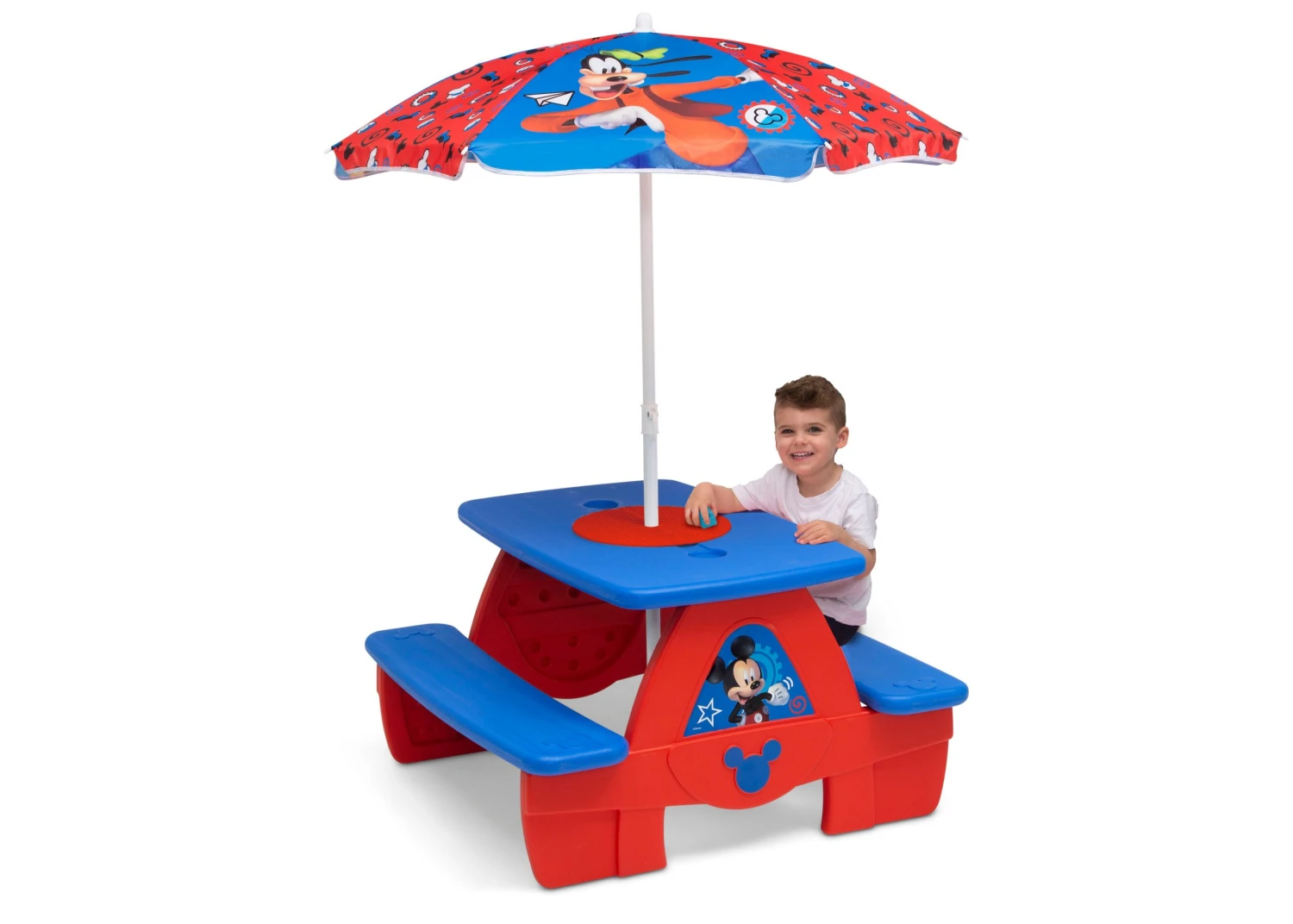 Delta Children Mickey Mouse 4 Seat Activity Picnic Table With Umbrella And LEGO Compatible Tabletop 7 Delta Children Mickey Mouse 4 Seat Activity Picnic Table With Umbrella And LEGO Compatible Tabletop