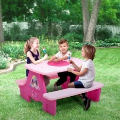 Delta Children Minnie Mouse 4 Seat Activity Picnic Table With LEGO Compatible Tabletop
