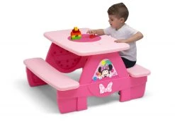 Delta Children Minnie Mouse 4 Seat Activity Picnic Table With LEGO Compatible Tabletop