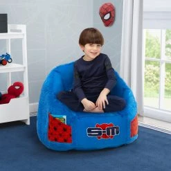 Delta Children Gifts Spider-Man Cozee Fluffy Chair With Memory Foam Seat, Kid Size (For Kids Up To 10 Years Old)
