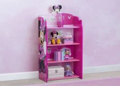 Delta Children Minnie Mouse Wooden Playhouse 4-Shelf Bookcase For Kids Storage