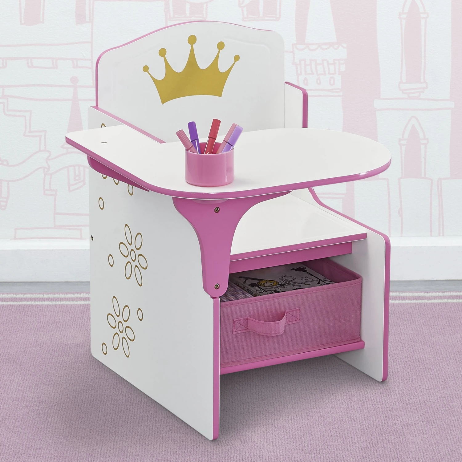 Delta Children Princess Crown Chair Desk With Storage Bin Activity Desks 6 Delta Children Princess Crown Chair Desk With Storage Bin Activity Desks