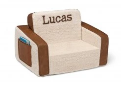 Delta Children Personalized Cozee Flip-Out Sherpa And Faux Leather 2-in-1 Convertible Chair To Lounger For Kids Personalization 10 Delta Children Personalized Cozee Flip-Out Sherpa And Faux Leather 2-in-1 Convertible Chair To Lounger For Kids Personalization