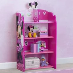 Delta Children Minnie Mouse Wooden Playhouse 4-Shelf Bookcase For Kids Storage