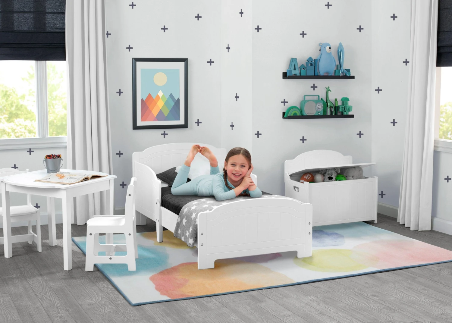 Delta Children Watercolor Rectangle Area Rug For Kids, 53-Inch X 59-Inch Rugs 3 Delta Children Watercolor Rectangle Area Rug For Kids, 53-Inch X 59-Inch Rugs