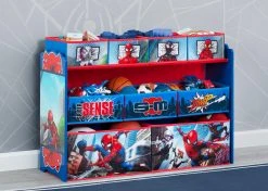 Delta Children Storage Spider-Man Deluxe 9 Bin Design And Store Toy Organizer