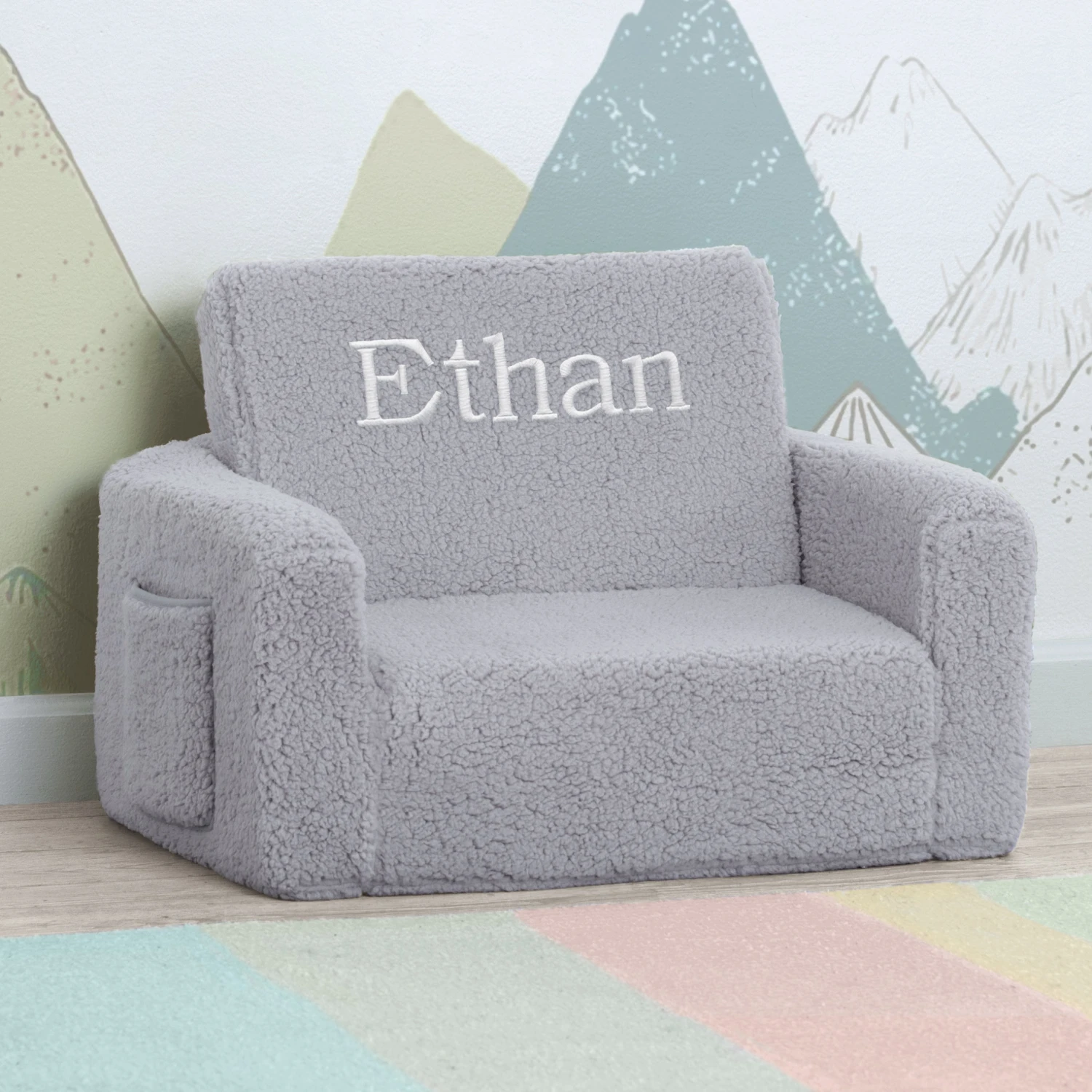 Delta Children Personalized Cozee Flip-Out Sherpa 2-in-1 Convertible Chair To Lounger For Kids 8 Delta Children Personalized Cozee Flip-Out Sherpa 2-in-1 Convertible Chair To Lounger For Kids