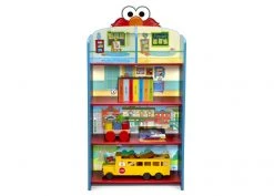 Delta Children Sesame Street Wooden Playhouse 4-Shelf Bookcase For Kids Storage