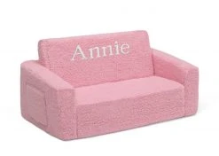 Delta Children Personalization Personalized Cozee Flip-Out Sherpa 2-in-1 Convertible Sofa To Lounger For Kids