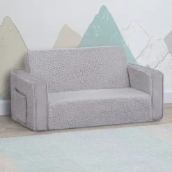Delta Children Cozee Flip-Out Sherpa And Suede 2-in-1 Convertible Sofa To Lounger For Kids What's New