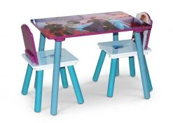 Delta Children Disney Frozen II 4-Piece Playroom Solution – Set Includes Table And 2 Chairs And 6-Bin Toy Organizer Table & Chair Sets