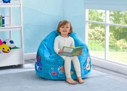 Delta Children Baby Shark Cozee Fluffy Chair, Toddler Size (for Kids Up To 6 Years Old)
