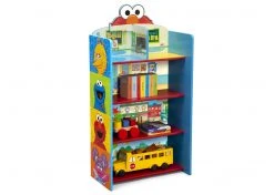 Delta Children Sesame Street Wooden Playhouse 4-Shelf Bookcase For Kids Storage