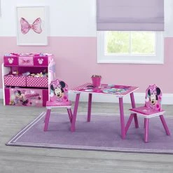 Delta Children Table & Chair Sets Minnie Mouse 4-Piece Playroom Solution – Set Includes Table And 2 Chairs And 6-Bin Toy Organizer 9 Delta Children Table & Chair Sets Minnie Mouse 4-Piece Playroom Solution – Set Includes Table And 2 Chairs And 6-Bin Toy Organizer