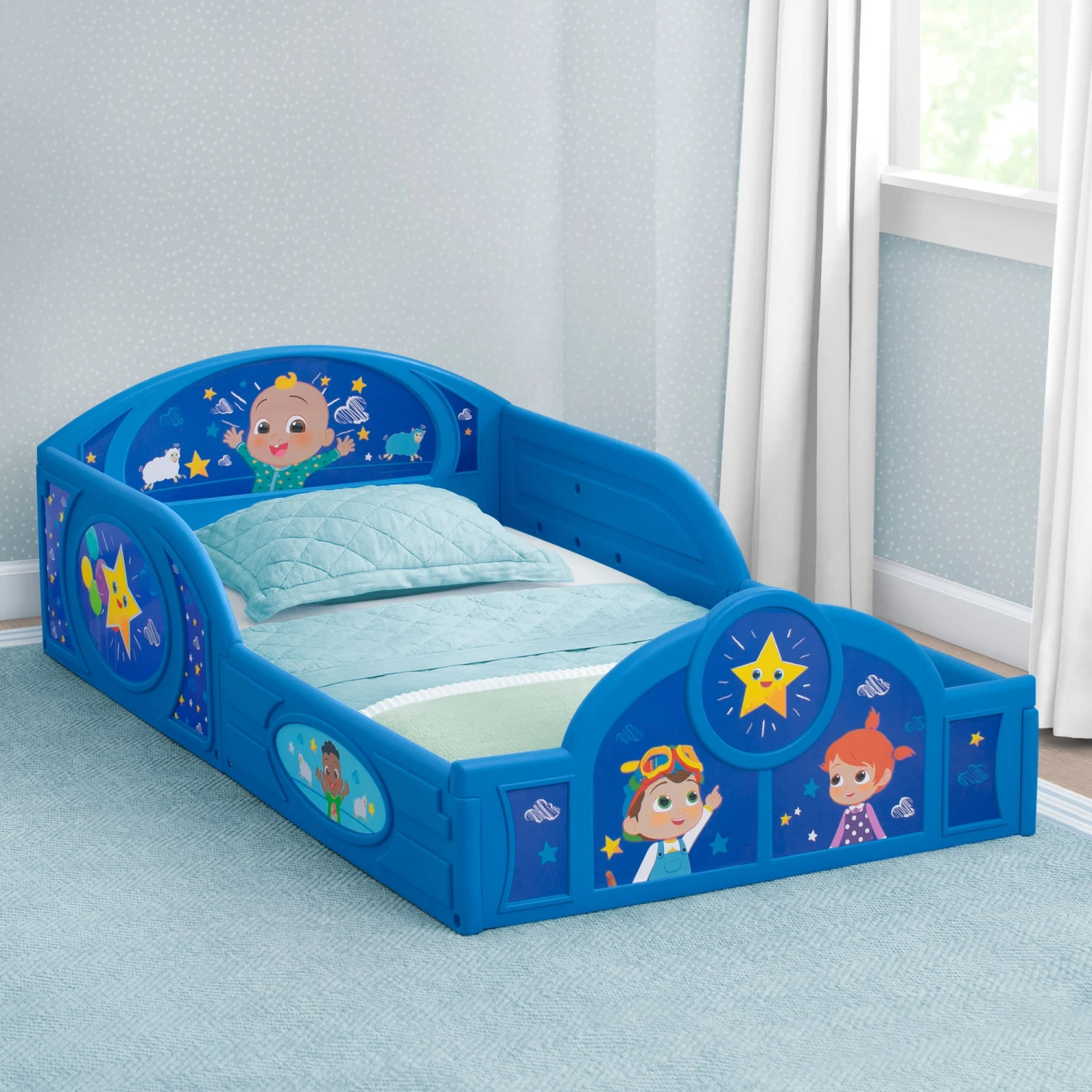 Delta Children CoComelon Sleep And Play Toddler Bed With Built-In Guardrails 6 Delta Children CoComelon Sleep And Play Toddler Bed With Built-In Guardrails