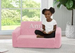 Delta Children Personalization Personalized Cozee Flip-Out Sherpa 2-in-1 Convertible Sofa To Lounger For Kids