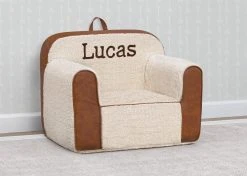 Delta Children Personalization Personalized Cozee Sherpa And Faux Leather Chair For Kids