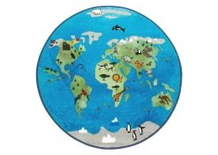 Delta Children World Map Round Area Rug For Kids, 39-Inch Rugs