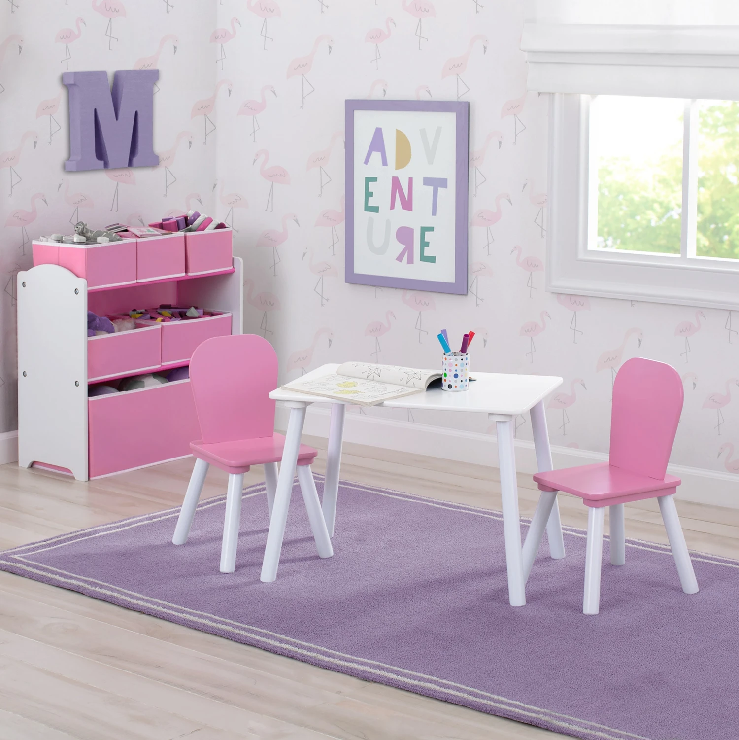 Delta Children 4-Piece Toddler Playroom Set – Includes Play Table And 6 Bin Toy Organizer With Reusable Vinyl Cling Stickers 7 Delta Children 4-Piece Toddler Playroom Set – Includes Play Table And 6 Bin Toy Organizer With Reusable Vinyl Cling Stickers